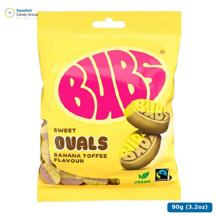 Bubs Banana Toffe Ovaler 90G — 12 påsar