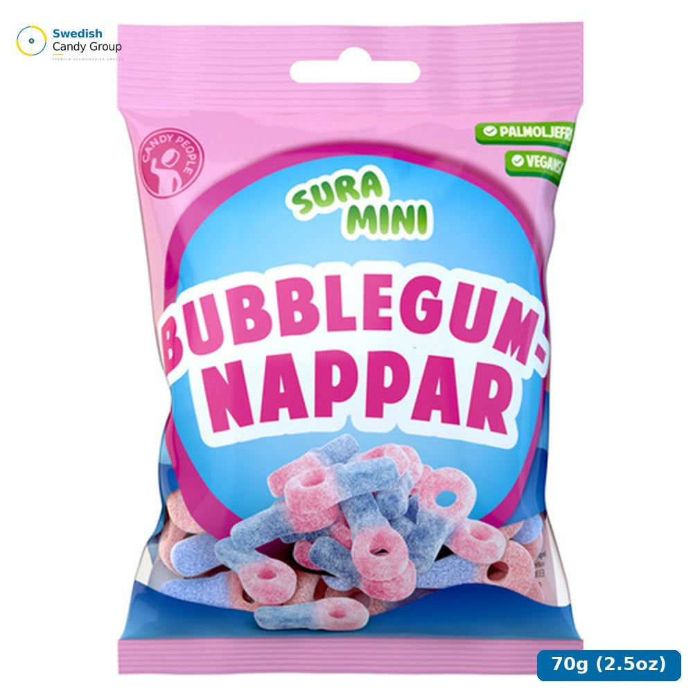 Candy People Sura Mini Bubblegumnappar 70G — 18 bags