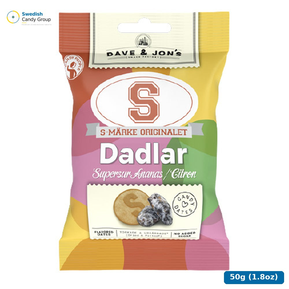 Candy People S-Märke Dadlar Supersur Ananas/Citron 50G — 20 bags
