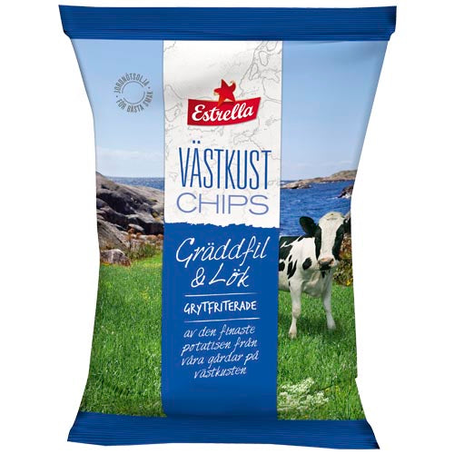 Estrella West Coast Chips Sour Cream/LÖK 180g — 10 x 180g