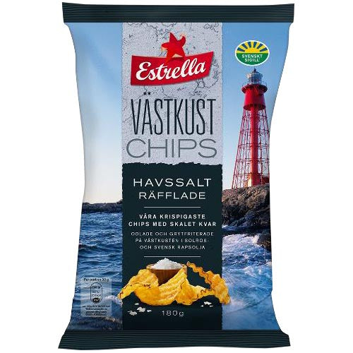 Estrella West Coast ChipsSea Salt Ridged 180g — 10 x 180g