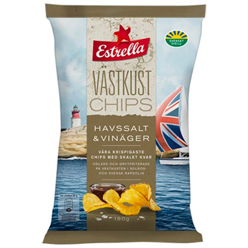 Estrella West Coast ChipsSea Salt Vinäger 180g — 10 x 180g
