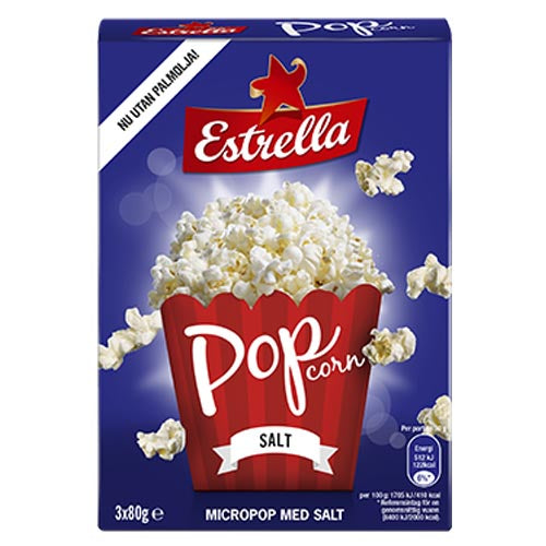 Estrella Microwave Popcorn Salt obs! 3-PACK 240g - 16 pcs