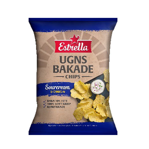 Estrella Oven Baked Chips Sourc.& Onion 125 g — 12 x 125g