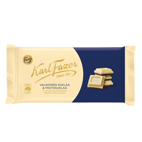 Karl Fazer White Chocolate & Milk Chocolate 131g — 16 x 131g
