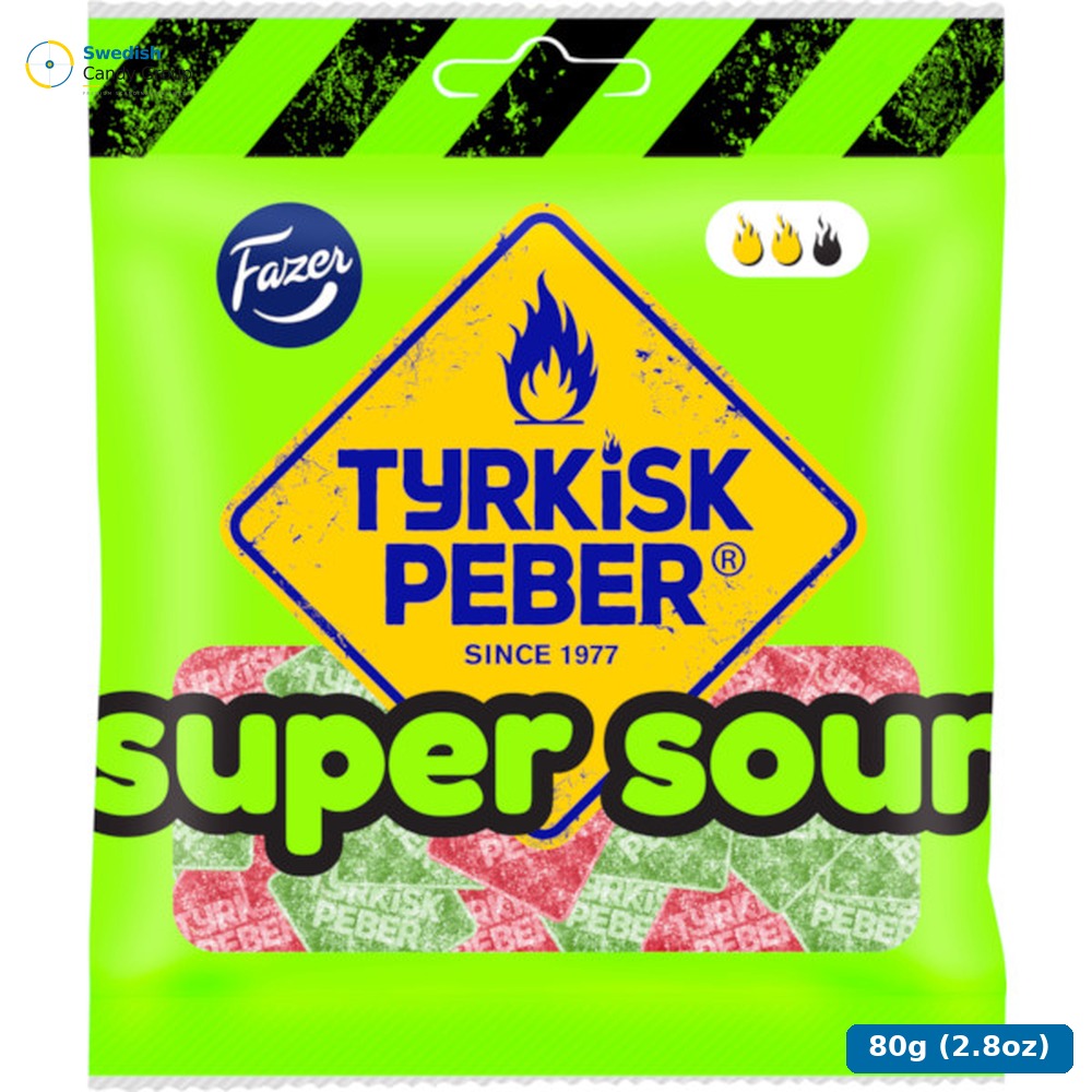 Fazer Tyrkisk Peber Super Sour 80G — 24 bags