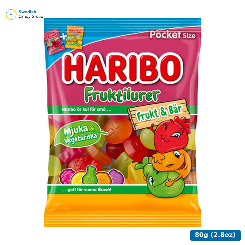 Haribo Fruktilurer Frukt & Bär 24X80G — 24 bags