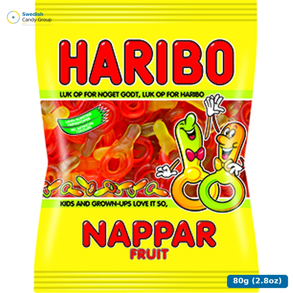 Haribo Nappar Frukt 80 G - 24 St — 24 bags