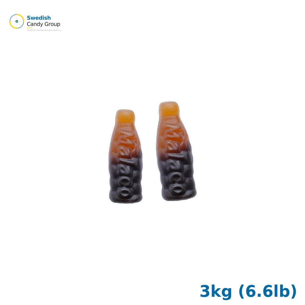 Malaco Mini Cola-Licoriceflaska 3kg (6.6lb)