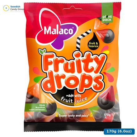 Malaco Fruity Drops Frukt & Lakrits 27X170G — 27 påsar